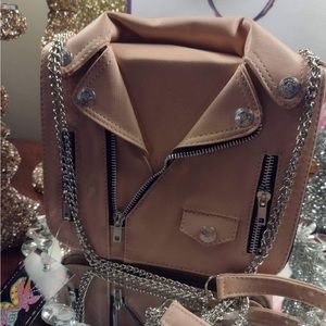 Leather jacket style shoulder bag